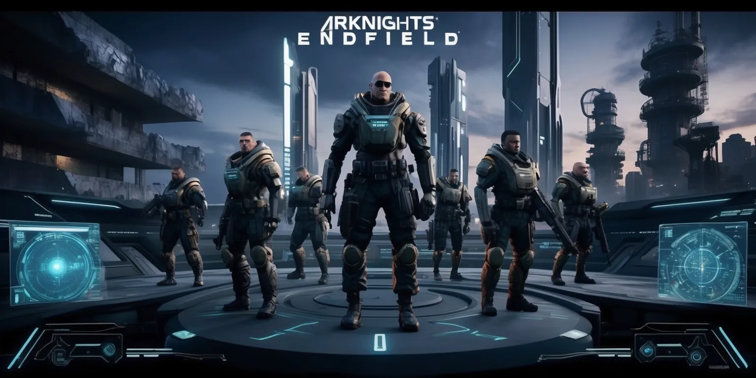 A futuristic and high-tech scene depicting the strategic gameplay of Arknights Endfield, with a dark and muted color palette, set against a backdrop of a dystopian cityscape at dusk, featuring a combination of sleek modern skyscrapers and crumbling industrial buildings, with operators from the game standing at the forefront, each with unique and intricate character designs, facial features and skin tones, dressed in advanced combat suits and gear, surrounded by glowing holographic interfaces, tactical maps, and futuristic machinery, with a focus on atmospheric lighting, intense shading, and dramatic composition, showcasing the game's distinctive visual style and intense action sequences.